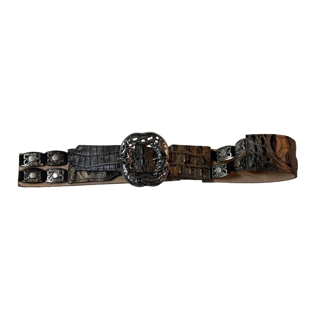 Vintage Y2K Leatherock Belt Womens S/M Croc Embossed Western Boho USA